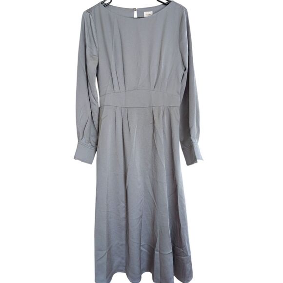 Giuliva Heritage XH&M dusky Blue Satin Crepe Long Sleeves Dress S - Picture 11 of 14
